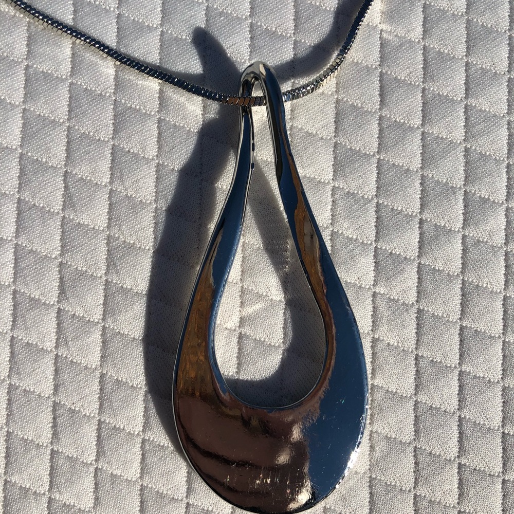 Silver Colored Statement Piece Necklace - image 4